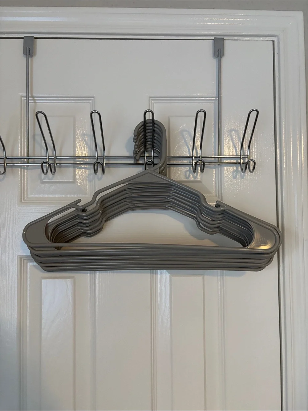 Set of Light Grey Plastic Clothes Hangers - 10 Pack